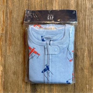 Gap Kids Baby Blue Onesie with Airplane Print, Zip One Piece, No Feet, 3T, NIB